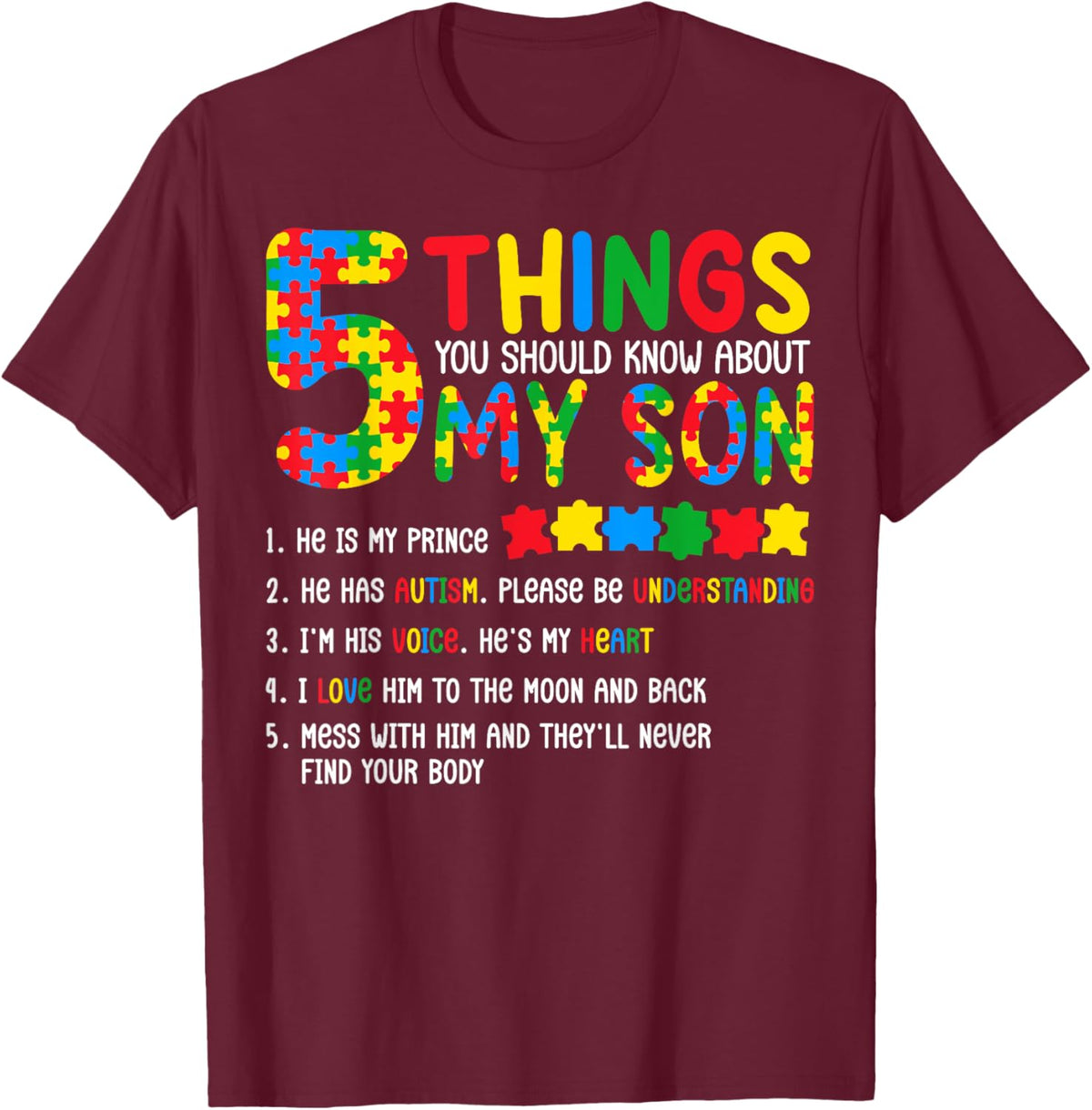 Autism Awareness Shirt 5 Things You Should Know About My Son
