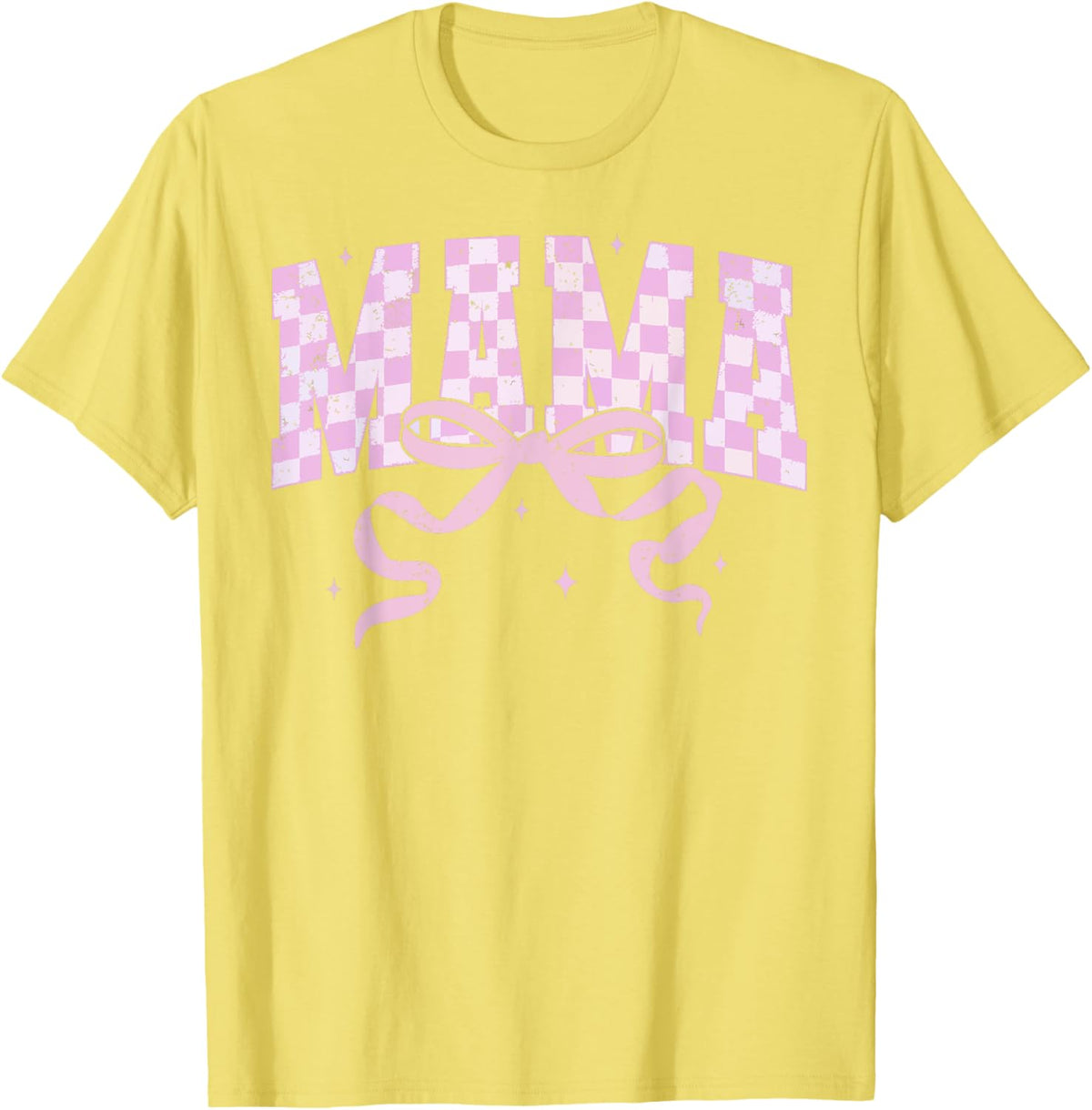 Retro Checkered Mama Coquette Mother's Day Pink Bow