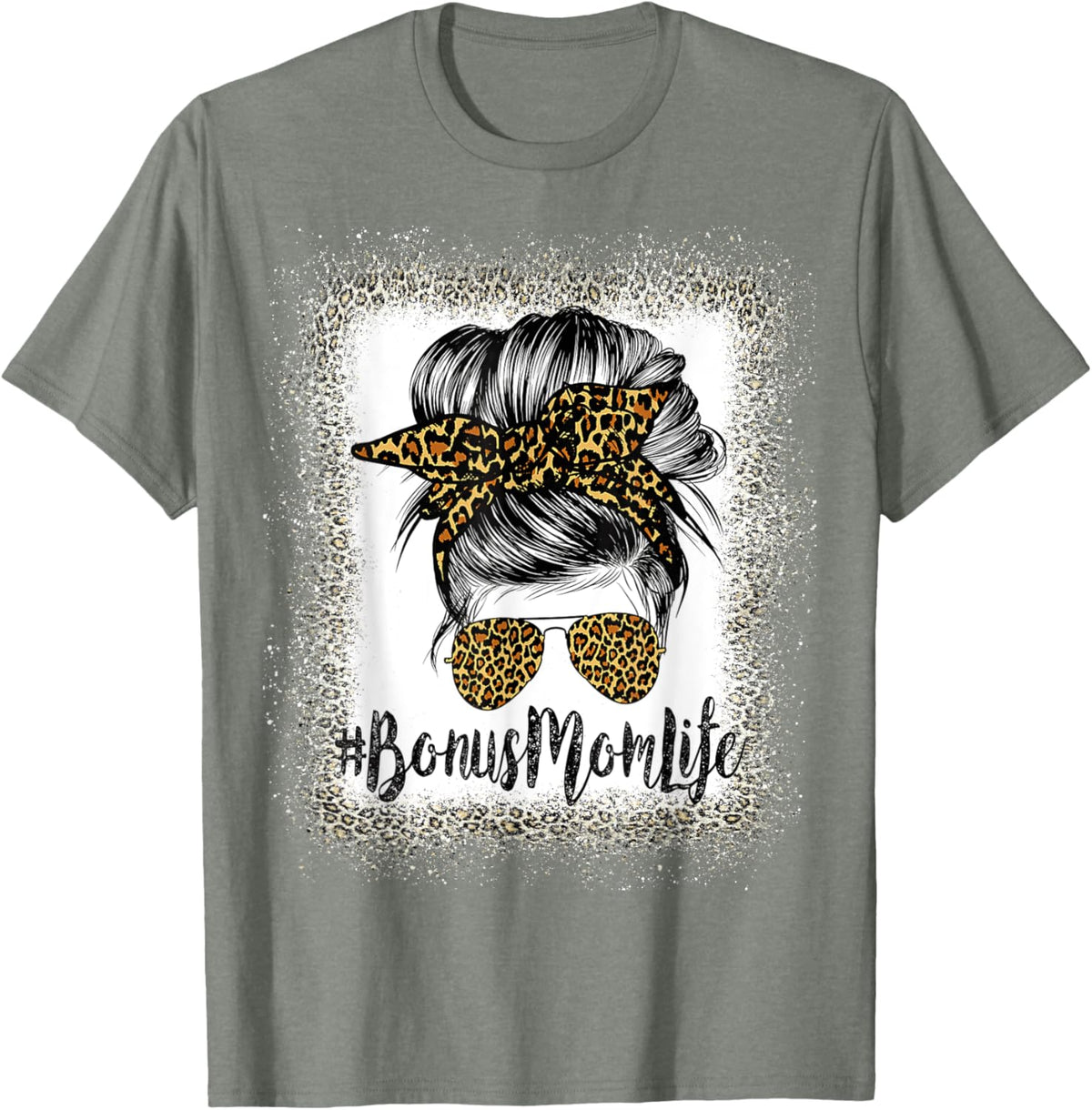 Bonus Mom Life Hair Bandana Glasses Leopard Mother's Day T