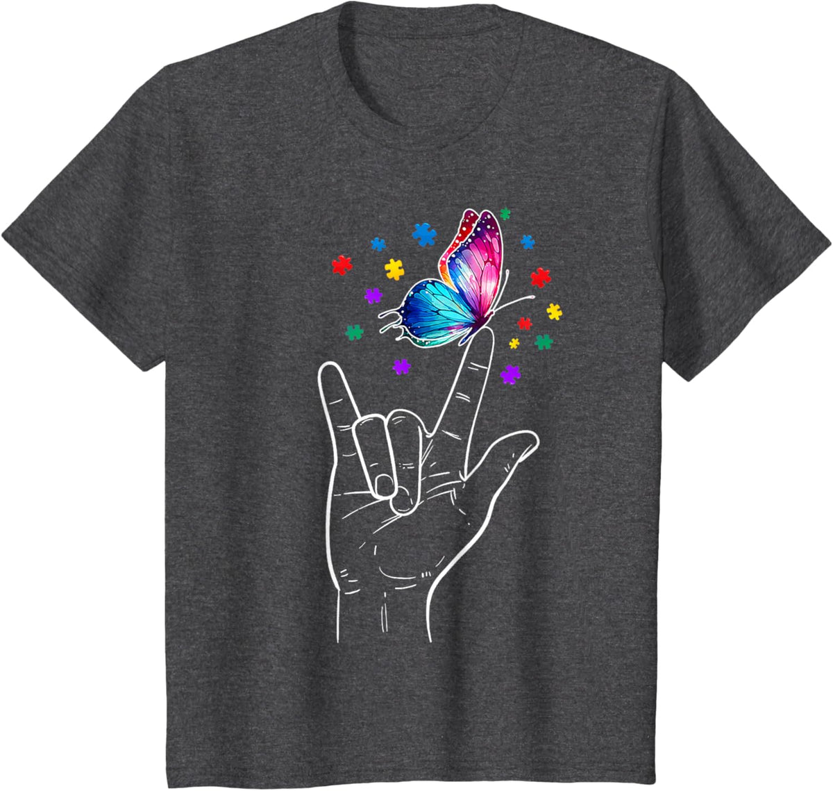 I Love You Hand Sign Language Butterfly Autism Awareness