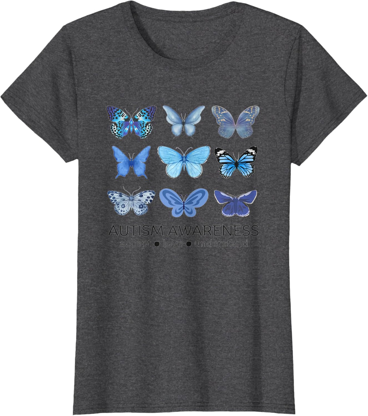 Women In April We Wear Blue Butterfly Autism Mental Health