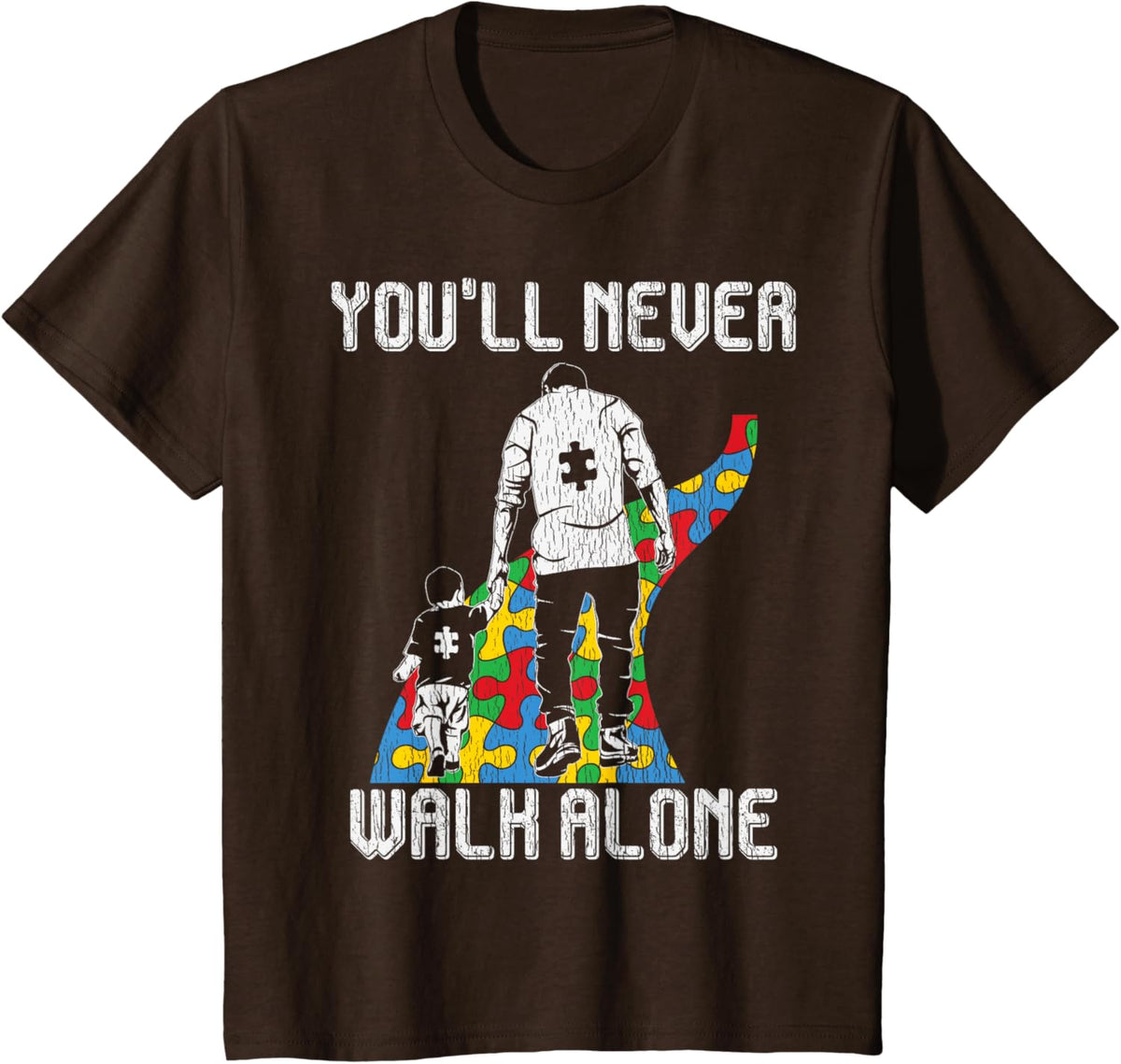 Vintage Father Son Family Autistic Kids Autism Awareness Dad