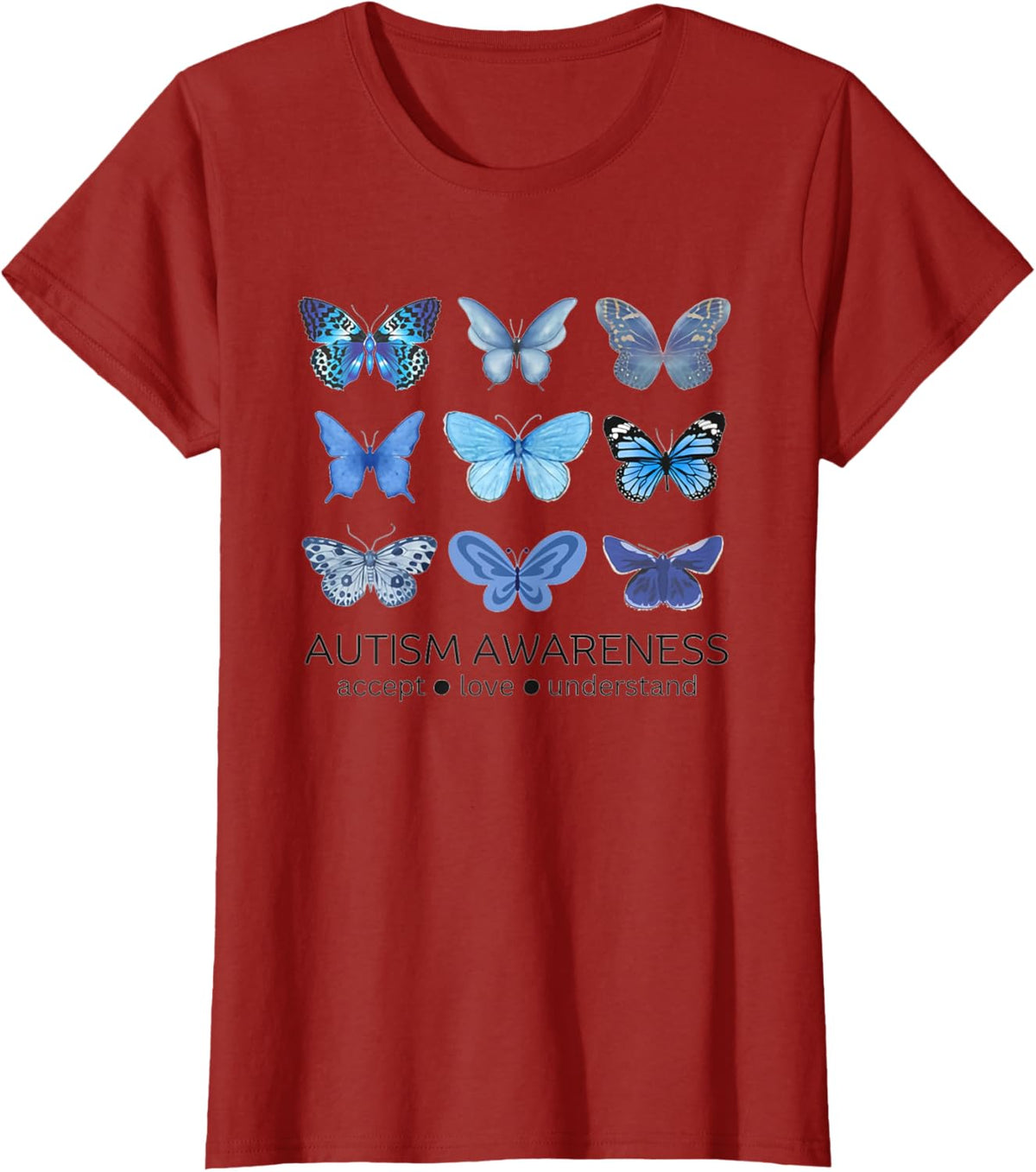 Women In April We Wear Blue Butterfly Autism Mental Health