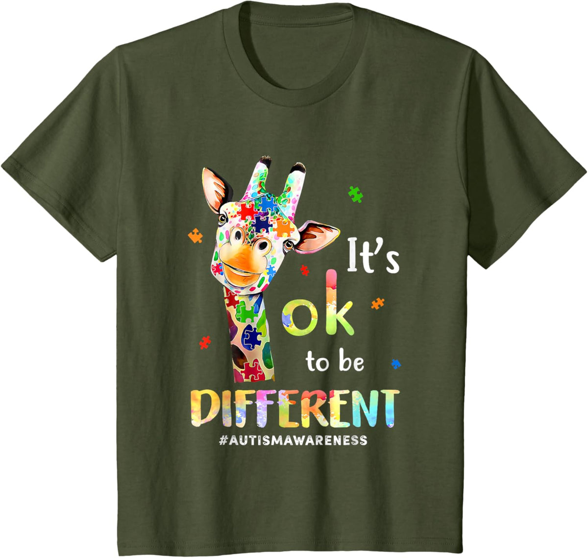 Autism Awareness Cute Giraffe Animal Its Ok To Be Different