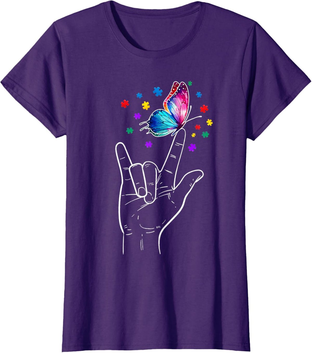 I Love You Hand Sign Language Butterfly Autism Awareness