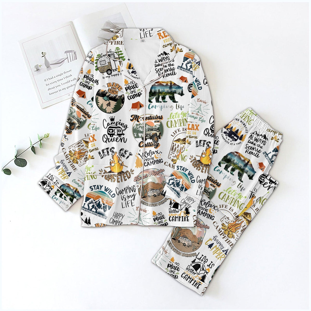 Personalized Women's Pajama Set, Gift For Camping Lovers